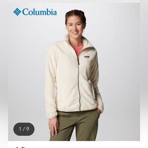 Columbia Women's Fire Size Sherpa Full Zip Fleece Jacket in Chalk/Cream Size L